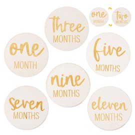 6pcs Wooden Baby Monthly Milestone Cards, 1-12 Months Double-Sided Baby Months Signs Baby Growth Cards Monthly Discs Baby Monthly Markers for Baby Photo Props Recording Baby's Growth