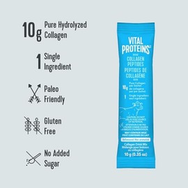 Vital Proteins VITAL PROTEINS Bovine Collagen Peptides Powder, Single-serve Stick Packs, Unflavoured, Odourless, Gluten-free, No Added Sugar, Paleo-friendly, Non-GMO, No Artificial Flavours Or Colours, 200 g