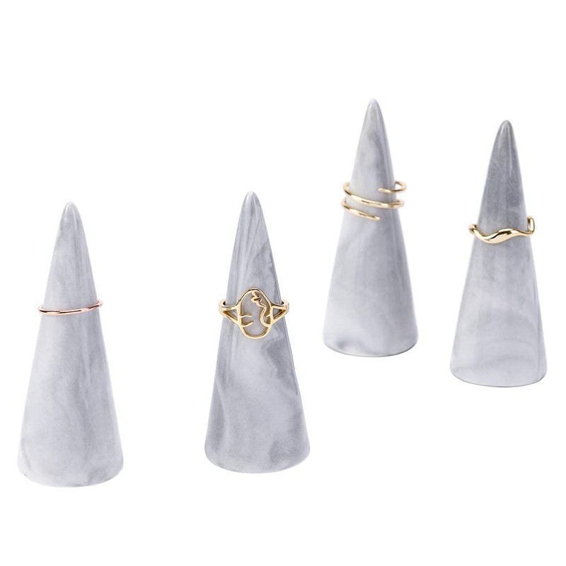 oskas Modern Marble Ring Holder for Bedside Table Ceramic Cone
