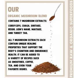 Cherie Sweet Heart Organic Mushroom Blend 7 in 1, Lions Mane, Reishi, Chaga, Maitake, Cordyceps