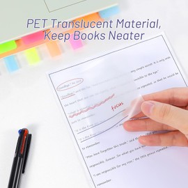 Hommie Bloc de notas adhesivas transparentes con bolígrafo de color, pestañas adhesivas transparentes, banderas de páginas translúcidas, marcadores de libros, almohadilla autoadhesiva impermeable, suministros escolares de oficina