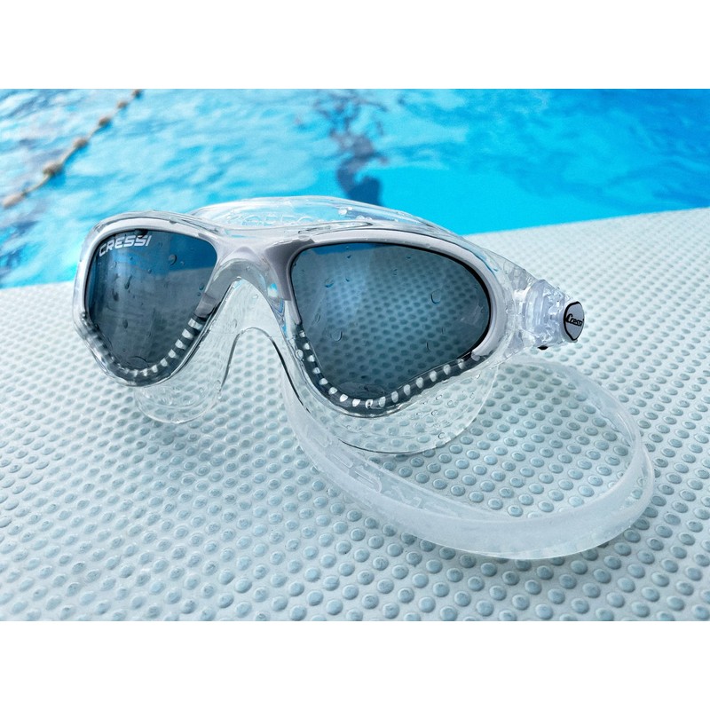 Cressi Cobra Anti Fog Premium Swim Goggles Mask - Clear/Black,