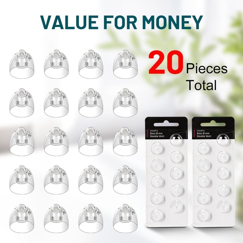 20Pcs Hearing Aid Domes for Oticon, Minifit Bass 6MM Double