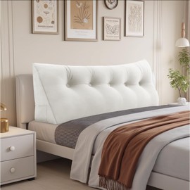 Novelledo Headboard Wedge Pillow,Queen Bed Wedge Pillow for Headboard,Backrest Pillow for Beds,Reading Pillows for Sitting in Beds Adult,Bolster Pillow for Bed with Removable Cover(White,Size:60x8x20