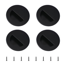 MOROBOR Hidden Concealed Recessed Sliding Door Pull Handles, 4pcs Black Stainless Steel Round Closet Knob Flush Finger Cabinet Pull Handles with Screws(60MM/2.36 inch)