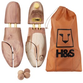 H&S Cedar Wood Shoe Trees (EU 45-46 / UK 10.5-12) for Width & Length Stretcher for Men and Women