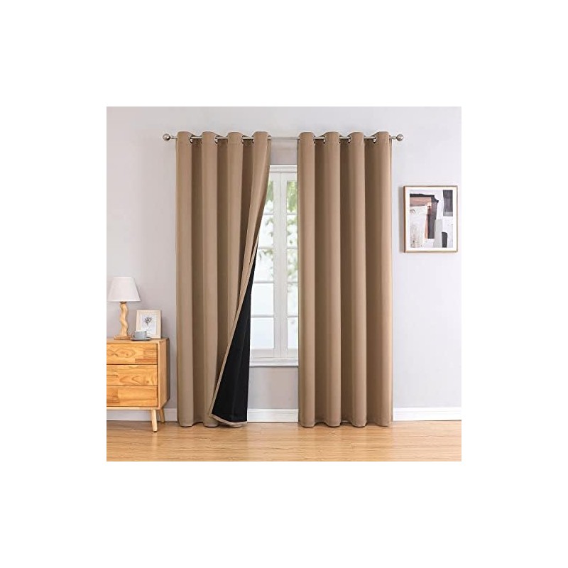 ChrisDowa Cortinas 100 opacas para recámara con forro negro, 2