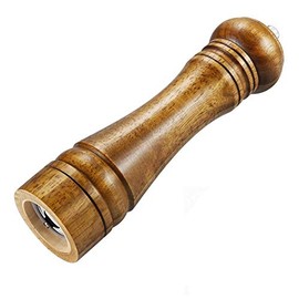 Molinillo de Pimienta, Molino de Sal Molino de Especias Manual de Madera con Fuerte Amoladora de Cerámica Ajustable, 22cm, Color Marrón (8 Pulgadas)