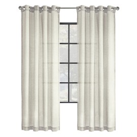 Loft Living Blakely Faux Linen Texture Sheer Curtain Panel 52" x 84" in White