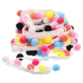 QUARKZMAN 2 Pom Pom Ball Fringe Trim Ribbon Sewing DIY Craft Accessories for Curtains Clothes Cushion Decoration Mixed Colours