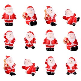 KENANLAN 12Pcs Christmas Miniature Figurines, Mini Santa Claus Ornaments,Tiny Christmas Tree Decoration,Santa Claus Collectible Figurines,for Christmas Party Supplies,Aquarium Landscaping