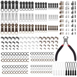 275 Pcs Zipper Repair Kit Replacement Zipper Pull Replacement Zipper Slider Set with Zipper Pulls Zipper Head Slider Zipper Extension Pulls Install Pliers Tool for Jackets Coat Sleeping Bag Backpack