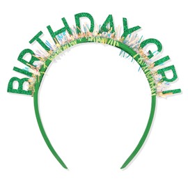 CIEHER Green Birthday Girl Headband Birthday Crown for Women Girls