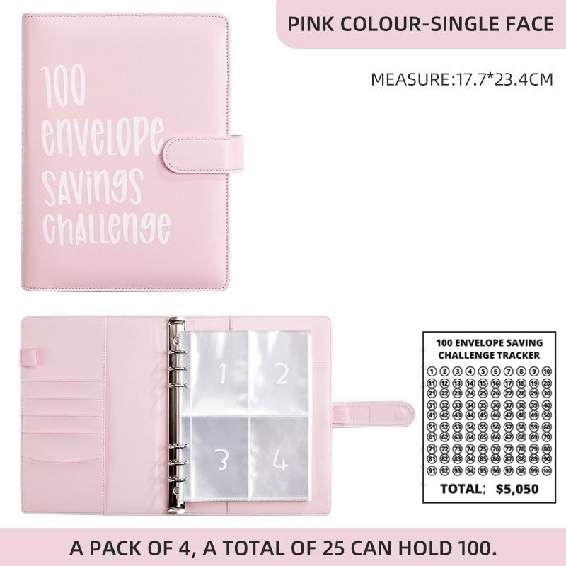 AASLOB 100 Envelopes Money Saving Challenge, 100 Envelope Challenge Binder,
