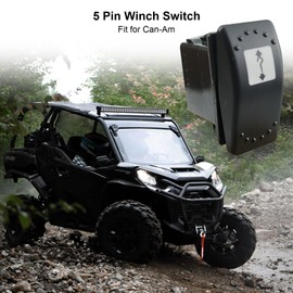 5 Pin Winch Switch Amber LED Light 710002052, Fit for Can-am 2011-2020 Defender Commander Maverick Traxter, Self-Locking Function Rocker Switch Electrical Winch Switch 20A 12V On Off On