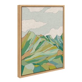 Kate and Laurel Sylvie Graubunden Framed Canvas Wall Art by Nikita Jariwala, 18x24 Natural, Soft Colorful Nature Mountain Landscape Art for Wall Home Decor