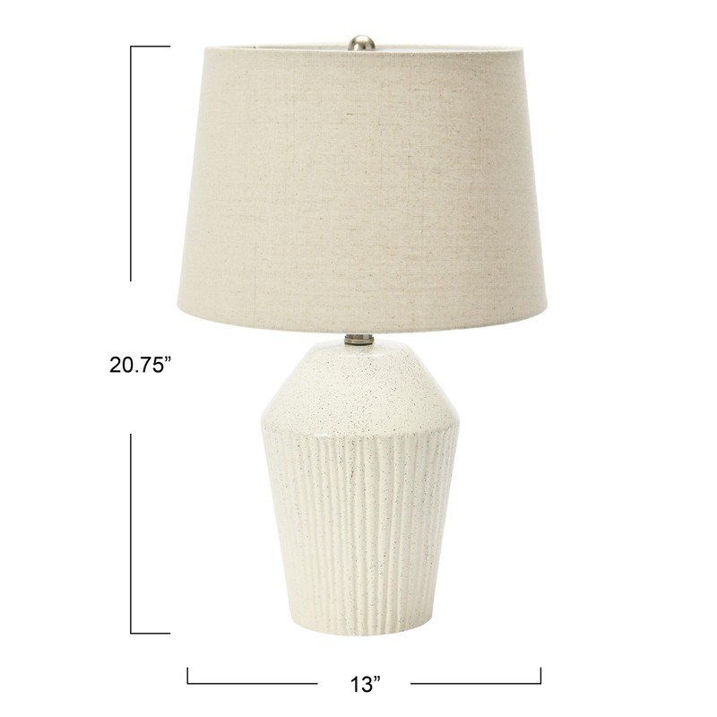 Creative Co-Op 13" Round Stoneware Desk Lamp, White