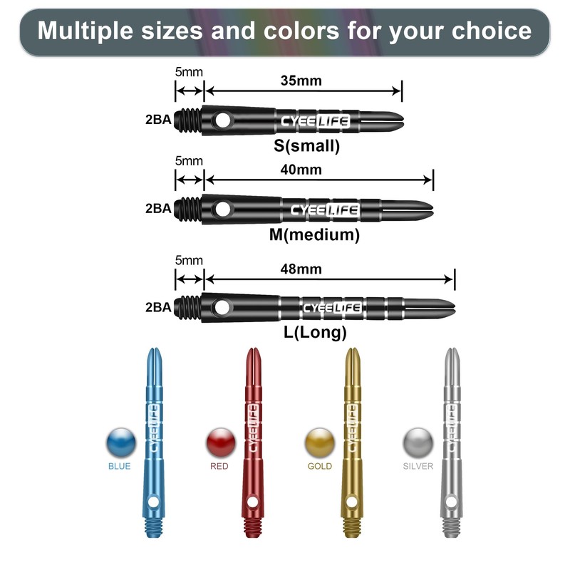 CyeeLife Aluminium Dart Shafts, Pack of 15, 2BA Darts Stems