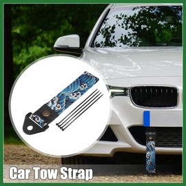 Motoforti Car Tow Strap Kit for Decorative Trailer Belt Sea Waves Pattern Blue Auto Accessories Long-lasting