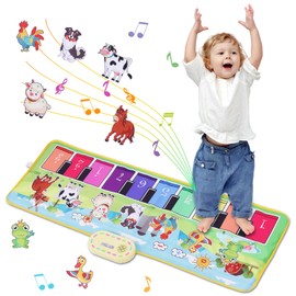 Kids Musical Farm Animals Piano Play Mats, Baby Musical Keyboard Floor Playmat, Learning Keyboard, Educational Toy,Touch Play Blanket Funny Xmas Gift Toys for Toddlers 3 6 12 Year Old Girl