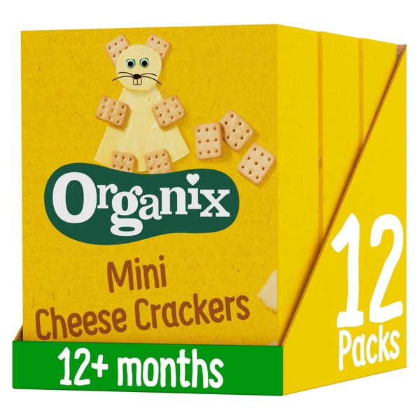 Organix Mini Organic Cheese Crackers Toddler Snack 12+ Months Multipack 4x20g (Pack of 3)