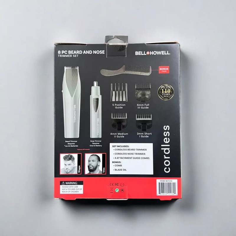 Bell+Howell Multi Purpose Nose & Hair Trimmer Set 8 Piece
