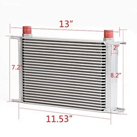 25 Row AN10-10AN Universal Aluminum Engine Transmis​sion Oil Cooler Kit + Oil Filter Relocation Kit Silver