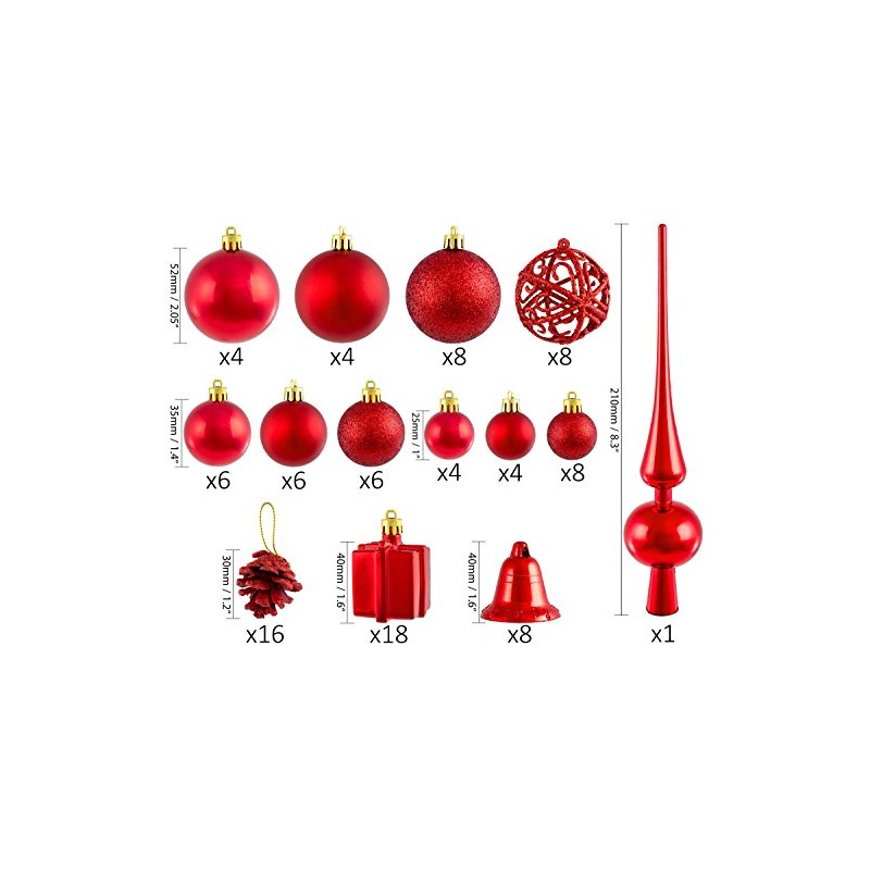 Brubaker 101-piece set of Christmas baubles with tree topper