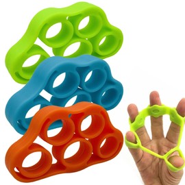 Hand Grip Strengthener, 3 Pack Forearm Exerciser, Hand Strengthener Finger Extensor Bands, for Muscle Training Sports, Stress Relief, Increase Strength, Green, Blue, Orange