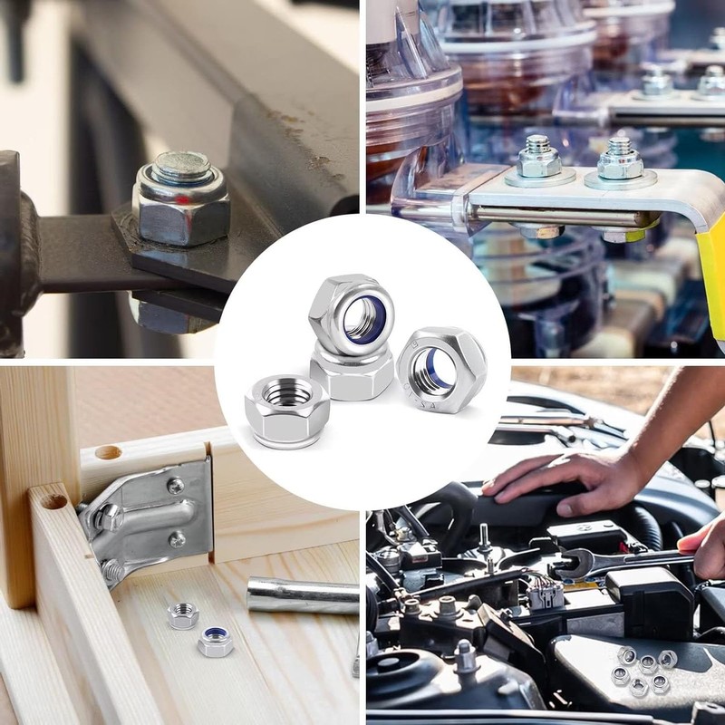 Pack of 10 Hex Nuts M10, Locking Nuts Stainless Steel