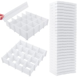 DVHOK 85Pcs Drawer Dividers, Adjustable Drawer Organiser, Cut at Will for Tidying Clutter Clothes, Socks, Makeup, Dresser, Kitchen White