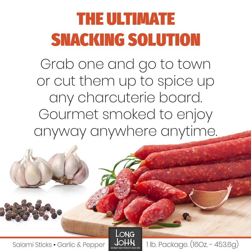 Long John Snacks Garlic & Pepper Dried Salami Stix –
