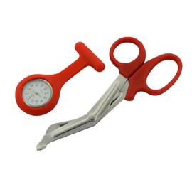 Beauty + Medical Gift Set with Fob Watch for Nurse, Midwife, Doctor and Paramedics. Watch Gift Set for Professionals (Red)