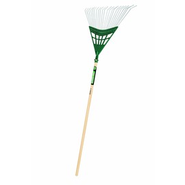 Truper 30454 Tru Tough 48-Inch Plastic Steel Leaf Rake, 24-Inch Head, Wood Handle