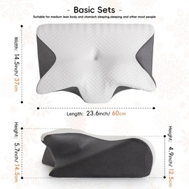 Ergonomic Memory Foam Neck Pillow Contour Side Sleepers Grey