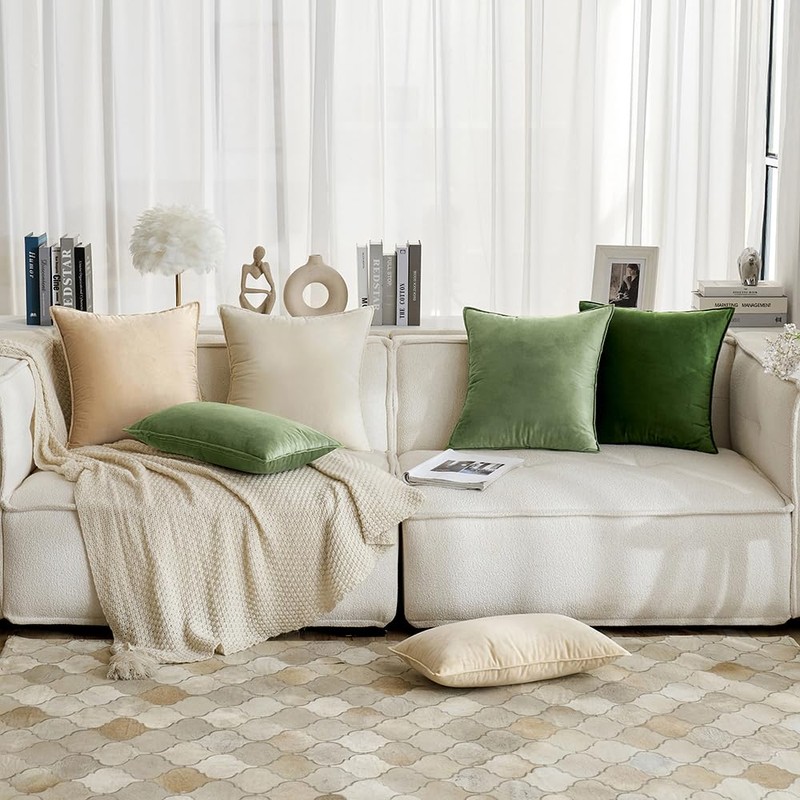 MIULEE Sage Green Velvet Throw Pillow Covers 20x20 Soft Decorative