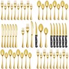 72 Pcs Gold Silverware Set with Steak Knives, Stainless Steel