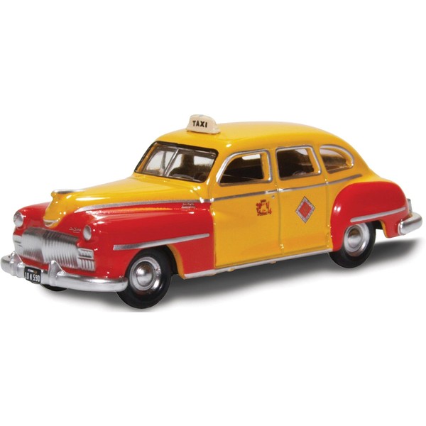 Oxford Diecast 1946-1948 DeSoto Suburban Yellow and Red San Francisco Taxi The Godfather Movie 1/87 (HO) Scale Diecast Model Car