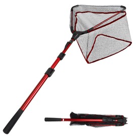 Telescopic Fishing Net 29-82 Inches, Foldable Landing Net for Kayak Boat Fishing - Lightweight Aluminum Handle, Honeycomb Mesh Design for Trout Bass, Portable Catch & Release