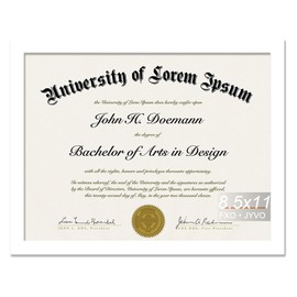 Fxojyvo White 8.5 x 11 Frame Display 8.5 by 11 Document Certificate Diploma Wall and Tabletop - 1 Pack