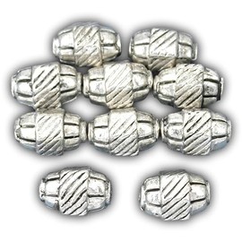 15g Bali Hex Oval Tube Beads Antq Silver PLT 10mm App 8