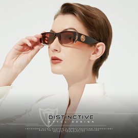 ATTCL Women's Polarized Sunglasses For Women Rectangle Frame Trendy Chunky Sun Glasses with UV Protection 5088 C4 Brown+brown