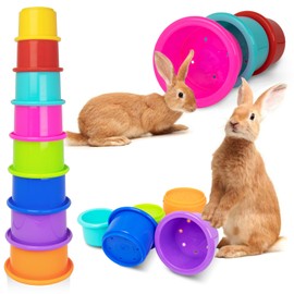 Iffitya 8 Pcs Colorful Stacking Cups for Rabbits, Colorful Bunny Toys for Rabbits and Small Animals, Nesting Rabbit Toys of Different Sizes, Bunny Stacking Cups for Hiding Food and Playing