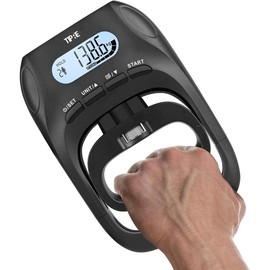 Grip Strength Tester 396lbs/180kg Digital LCD Display Adjustable Hand Grip Training Gauge for Sports, Home, and School Use - Color: Gray