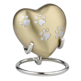 Royal Rapture Urn for ashes Paw Heart Funeral Cremation Memorial Keepsake Pet Dog Cat |With Stand (Gold 3") RHP01-05