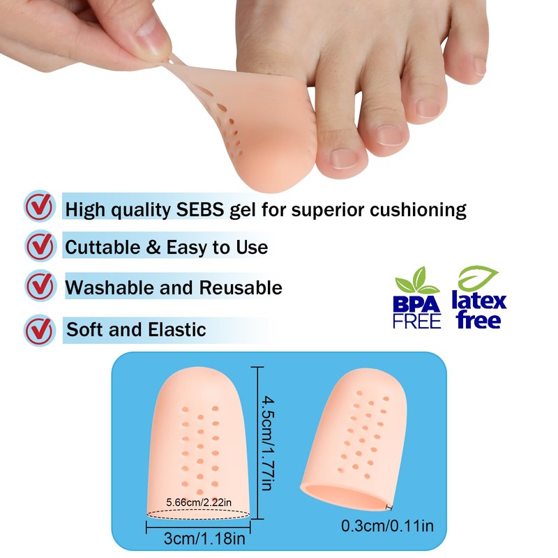 Big Toe Protectors, (10PCS) Breathable Toe Cap, Gel Toe Sleeves,