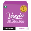 Veeda 100% Natural Cotton Tampons Super Absorbency - Non-Applicator Tampons