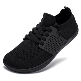 HOBIBEAR Wide Minimalist Barefoot Shoes Mens Womens Walking Sneakers Shoes | Zero Drop Sole | Optimal Relaxation (All Black,Women 9.5 Wide/Men 7.5 Wide)
