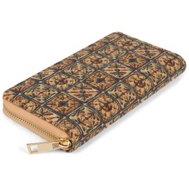 styleBREAKER Women's Cork Wallet with Colourful Pattern Print in Ethnic Look, Zipper, Wallet 02040138, Colour:Square/Blue-Orange-Green
