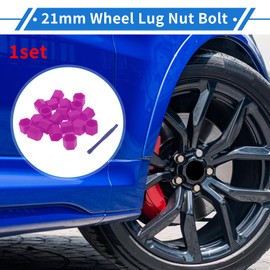 VekAuto Wheel Lug Nut Bolt 21mm Rims Tire Nut Screws Dust Cap Cover Nut Protection Silicone Purple Exterior with Removal Tool